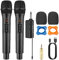 PROZOR Microphone sans Fil UHF, Micro Karaoke sans Fil Fréquence Réglable, Contrôle du Volume, Aigus, Basses, Echo, avec Récepteur Rechargeable, 50mTransmission, Port 3,5&6,5mm pour Église Mariage DJ