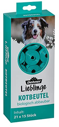 Dehner Lieblinge Hundekotbeutel, biologisch abbaubar, 315 Stück, Kunststoff, türkis