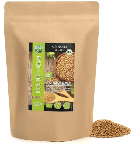 Alpi Nature Coriandre Graine BIO 500g, Graines de Coriandre Entières pour la Cuisine et les Mélanges d'Épices