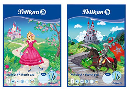 Pelikan 100199 Malblock A5, 60 Blatt, Motive sortiert - keine Motivauswahl möglich, 5 Stück MC5/60