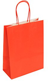 Shopper in carta color rosso, f.to cm 22+10x27