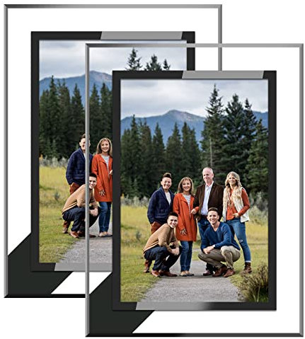 ASelected 2 Pcs A4 Photo Frames Glass Picture Frame Freestanding And Wall Mountable For Family Photos,Certificates Display, Home Decoration, Silver, 29.7X21CM