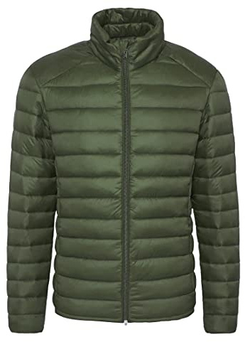 Evoga Giubbotto piumino uomo Biker in piuma d'oca Autunno Inverno casual Impermeabile (L, Verde)