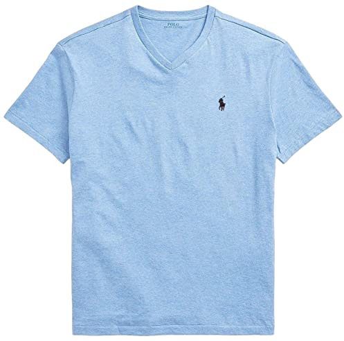Polo Ralph Lauren Men's V Neck Classic Fit Tee Shirt, (Spring/Summer 2023) Cobalt Heather, XL