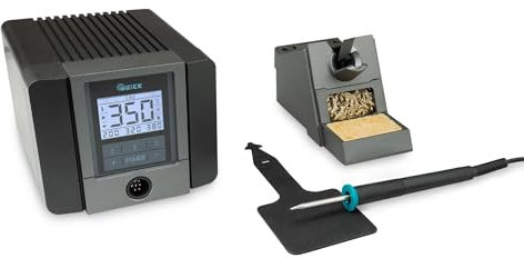 QUICK TS1200D digital regelbare Lötstation ESD 120W 200-420°C professionell sensorgeregelt inkl. 1mm Rapid-Kartuschen-Lötspitze - SMD Lötstation kalibrierbar mit 3 Multi-Temperatur-Speicher