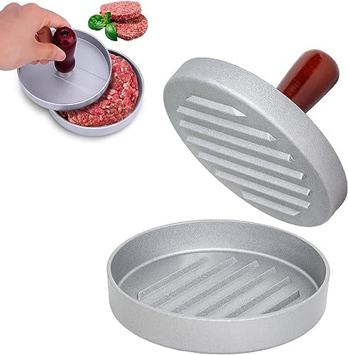 Kiuiom Presse Hamburger Antiadhésive, Hamburger Moule à Viand, Presse Hamburger en Aluminium, Presses à Hamburger Moule Hamburger Moule de Pâté pour Barbecue Outil Cuisson pour Patties BBQ (Rouge)