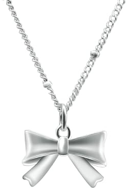 Yifnny Collana con ciondolo a forma di fiocco,Collana con fiocco in Gioielli in oro Perle artificiali Gioielli per feste Regali di compleanno per Donne (Stile 3 Argento)