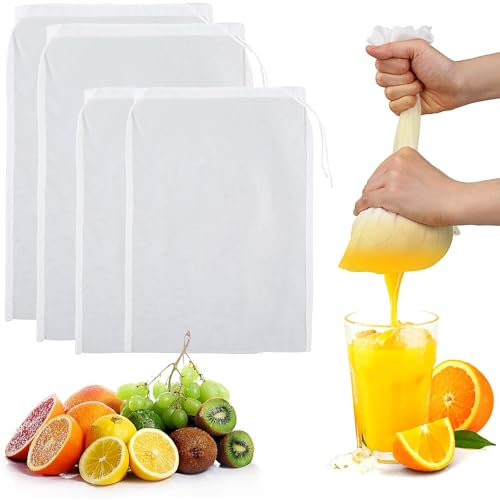 Sacchetto per Latte di Noci, confezione da 8 sacchetti in nylon per latte di noci, filtro riutilizzabile a rete fine, sacchetto filtro lavabile con cordoncino per formaggio (due dimensioni)