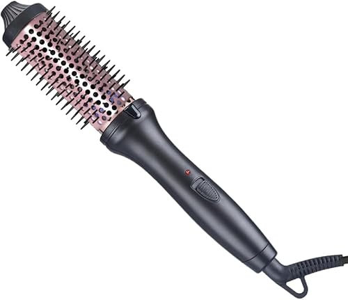 38mm 3 in 1 Negative Ion Hot Brush - Double Voltage Heated Round Styling Brush with 200°C, Volumizing Curling Ceramic Tourmaline Travel Tool