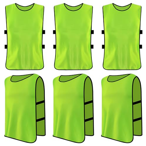 Daelesr 6 Stück Trainingsleibchen Basketball für Kinder, Sport Training Lätzchen, Fußball Leibchen Kinder Set, Sport Trikot Leibche für Fussball, Rugby, Netzball, Cricket, Volleyball, Hockey (Grün)