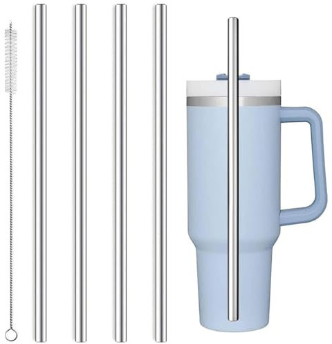Rixotix Lote de 4 pajitas de acero inoxidable, 30 cm, reutilizables, irrompibles, ideales para batidos, batidos y más.