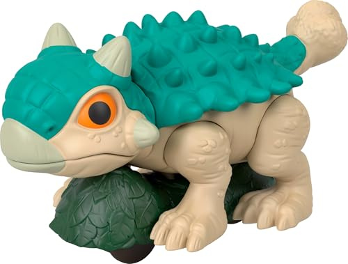 Fisher-Price Imaginext Jurassic World Dinosauro Ankylosaurus Push-Toy con ruote girevoli e movimento oscillante, altezza 14 cm