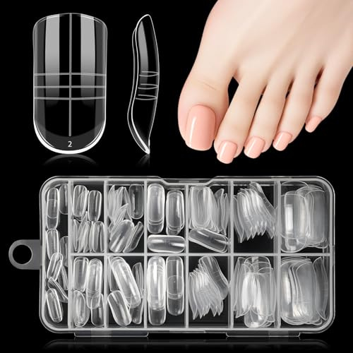 Kiiwah Dual Form Piedi Quadrate, 130 Pezzi Unghie Finte Piedi per Polygel Acrygel Nail Form Riutilizzabili per Estensione Ricostruzione