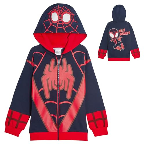 Felpa con cappuccio per bambini Spidey e i suoi incredibili amici, giacca con cappuccio con cerniera, Miles Morales Ghost Spider o Spidey, 3-4 Jahre