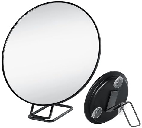 Lirzxin 10X Magnifying Mirror, 6 Large Magnified Compact Makeup Mirror with Suction Cups and Stand for Handheld, Table, Wall-Mounted, Makeup Mirrors Magnifying, Black (10X)