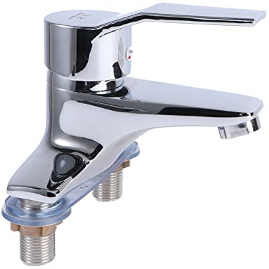 BAZEITFLOW 1 pieza Grifo de Doble Orificio de para Lavabo Mezclador de Agua Fría y Caliente Grifo para Baño y Instalación y Limpieza Diseño Sin Salpicaduras