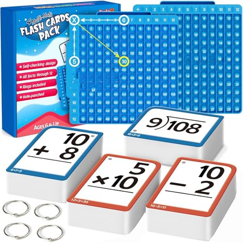 Multiplication Flash Card Times Table Chart,Math Flash Cards,Math Manipulatives Division, Addition,Subtraction Math Games Toys for Kids 3-5 Years