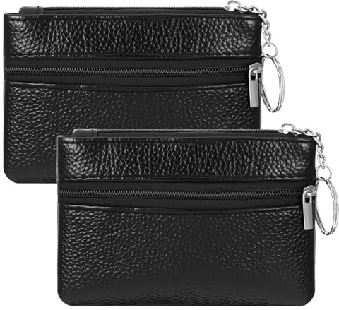 LXUEJIE 2 Stück Schlüsselmäppchen, Leder Schlüsseletui Mini Schlüsselhalter 12,5 x 9,5cm Schlüsseltasche Klein Geldbörse Schlüsselmäppchen Coin Purse Kleingeldbörse Autoschlüssel für Damen Herren