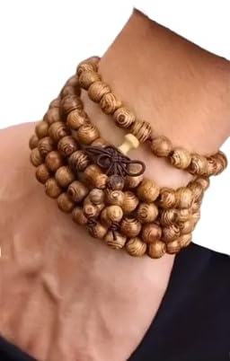 ⊹⊱✿ BRACCIALE YOGA MEDITAZIONE LEGNO COLOR NATURALE ✿⊰⊹ Buddismo, Mala, Braccialetto Elastico, Elastico, Unisex, Buddha, Rosario, Marrone Naturale, Bracciale da Uomo