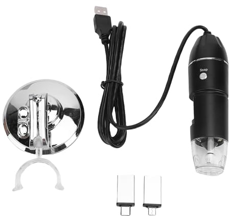 50 x 1600 x mikroskop, bärbart handhållet mikroskop, litet förstoringsglas med 4-nivåers justerbara LED-lampor, 3-i-1-gränssnitt HD-mikroskop för vetenskapligt experiment