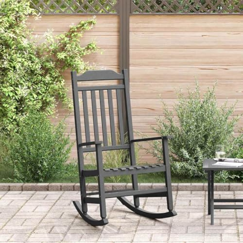 Holamys mecedora negra, 65 x 84 x 114 cm polietileno, resistente a los rayos UV, a la intemperie, para jardín, balcón, terraza, columpio relajante, muebles duraderos para exteriores, fácil de cuidar