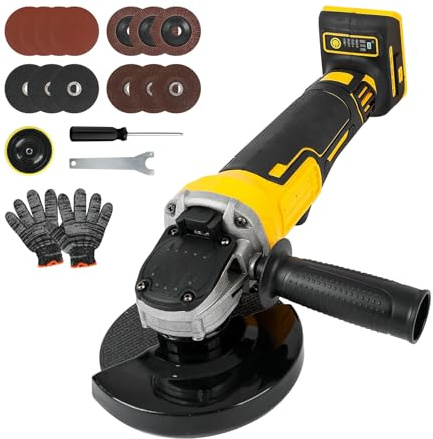 Trådlös vinkelslip för Dewalt 18 V 20 V, 125 mm 8 500 RPM borstlös elektrisk 3-växlad slipmaskin elverktyg för trä, plast, metallskärning, slipning, polering (inget batteri)
