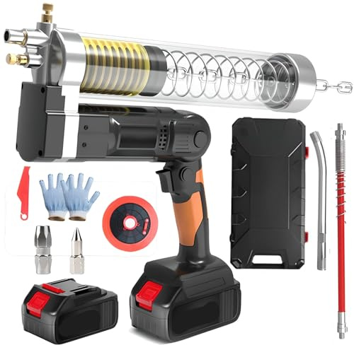 Kit de pistola de grasa eléctrica inalámbrica, herramienta de pistola de grasa, capacidad de 600 cc, presión de 12000 psi, pistola de grasa alimentada por pilas, equipada con manguera de 30 cm de