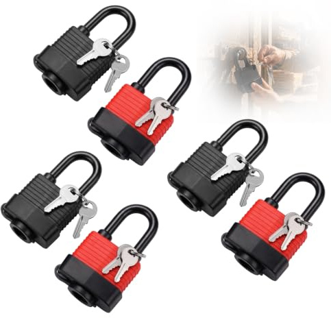 Umllpet Lot de 6 cadenas à même clé, cadenas étanche en alliage d’acier antirouille, serrure adapté portail jardin garage cave clôture extérieur