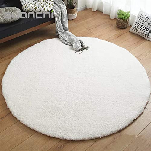 LIVEINU Hochflor Shaggy Teppich für Wohnzimmer Langflor Pflegeleicht Rund Teppich Hochwertig Hohe Fadendichte Wasser Absorbierend Badezimmerteppich Für Wohnzimmer Weiß Ø 140 cm