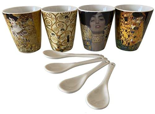 Enesco Packs 4 Tasses + Cuillere Assorties Klimt