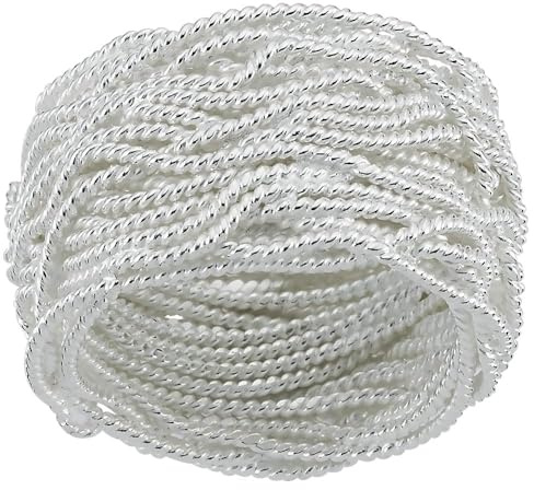 Vinani Damenring 925 Sterling Silber – Endloses Ketten-Design mit glänzend weißer Oberfläche & Wollknäuel-Akzent, modernes zeitloses Schmuckstück für Frauen, handgefertigt Größe 58, 2RKT58