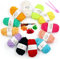 12 PCS Buntes Häkelgarn Wolle Zum Stricken Wolle zum Häkeln für Anfänger und Kinder, Anfänger Set Handstrickgarn für Häkeln und Kunsthandwerk 12 Farben (120g) mit 2 PCS Häkeln