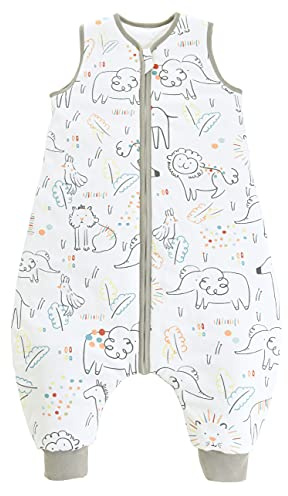 Chilsuessy Baby Schlafsack mit Füße 2.5 Tog Ganzjahres Schlafsack Baby Schlafsäcke Babyschlafsack mit Beinen für Säugling Kinder, Happy Zoo, 80cm/Baby Höhe 90-100cm