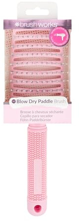 Brushworks Blow Dry Paddle Brush (Pink) – Vented Design with Flexi-Soft Bristles for Faster Drying & Detangling, Wet & Dry Hair, Vegan & Cruelty-Free