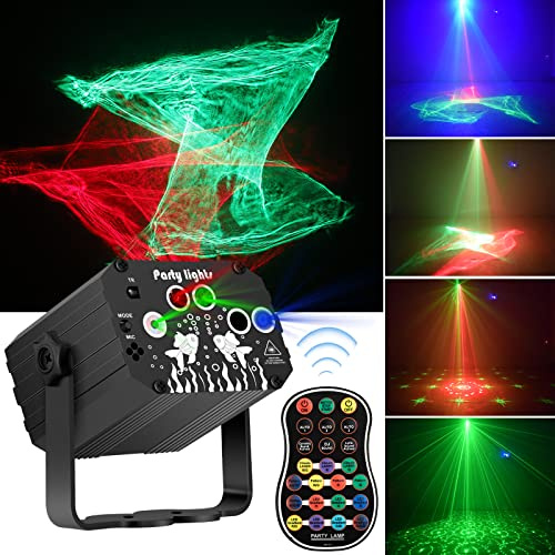 Enjoyedled DJ Disco Stage Party Lights - Northern Laser Light Effect RGB Led Sound Activated Strobe Lighting with Remote Control for Indoor Birthday Karaoke Club KTV, Black