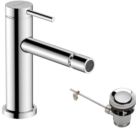 hansgrohe Tecturis S - Mitigeur bidet avec tirette et vidage, Robinet bidet, Robinet de salle de bain avec hauteur sous bec 100 mm, Chromé, 73201000