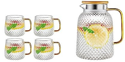 Jarra de agua de vidrio Jarra de agua de vidrio con filtro Jarra turca Jarra de agua fría de acero inoxidable Vasos de cristal Hervidor for el hogar Leonodesa con grifo Hervidor frio ( Color : 1.5L )