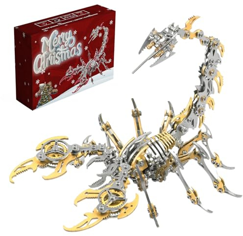 Metalkitor Scorpion - Kit puzzle 3D in metallo per adulti, 454 pezzi, modelli di assemblaggio meccanico, 4 ore di costruzione, regali ideali e decorazioni da scrivania (oro)