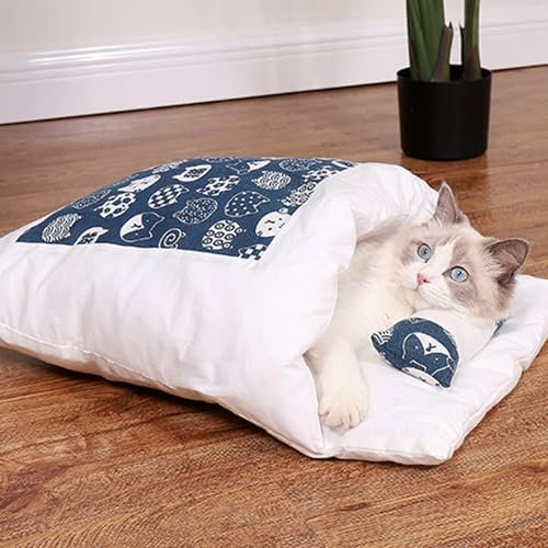 orthopädischer katzenschlafsack kuschelhöhle Hund katzenbett abnehmbare katzenmatte waschbare sicherheitsgefühl-tierbett katzenmatte Schlafsack für Katzen katzenhöhle XXL kuschelhöhle Hund (A, L)
