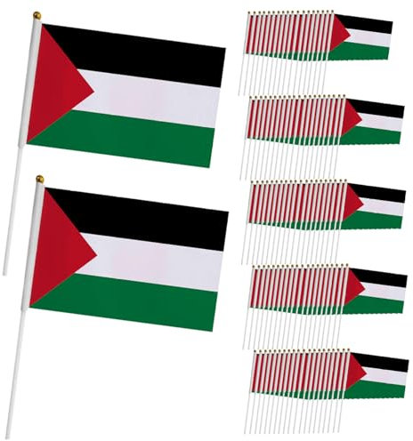 Yililay Flag della Palestina da 100 Pezzi 5.5x8.3 Pollici Paese sospeso Nazionale Bandiera palestinese con antenelli in Ottone per Celebrazione dell'indipendenza Decorazioni per la casa Indoor