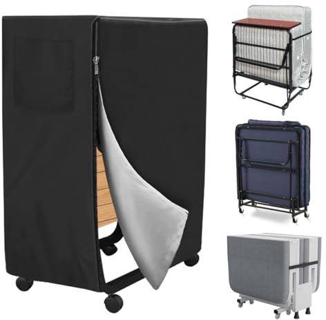 Klappbettdecke Aufbewahrungstasche Schwarz, 99 * 38 * 114cm Klappbettdecke Abdeckung, Wasserdicht Klappbett Staubdichte Abdeckung, Staubschutzhülle für Gästebetten, Klappbett-Aufbewahrungshülle