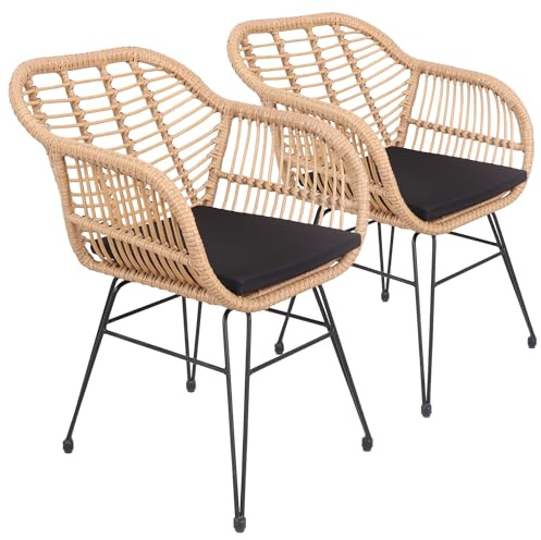 Happy Garden Set di 2 poltrone Cinta in Rattan Sintetico con Cuscini, Resistenti ai Raggi UV e idrorepellenti