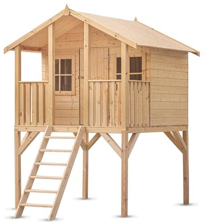 Wood&Play Casetta per bambini Borys - Facile montaggio fai da te - Costruzione sicura, robusta e durevole - Legno - Materiale innocuo e rinnovabile - 180 x 190 cm