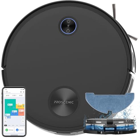 Proscenic V10 Robot Aspirapolvere Lavapavimenti, Aspirapolvere Robot 2-in-1, Aspirazione 3000 Pa, Alexa/Siri/APP/IFTTT, Ideale per i Peli degli Pulizia Domestica/Animali Domestici/Pavimenti/Tappeti