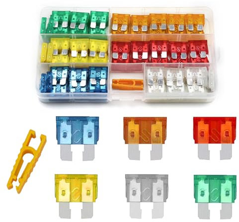120 PCS Car Fuses Assorted Car Fuse Kit 5A 10A 15A 20A 25A 30A Cars Fuses Assorted Kit for Caravan Fusesing, Blade Fusesing with Storage Case and 1 Fuse Clip 15amp Cars Fuseing