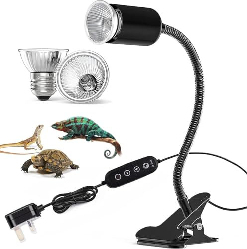 Eyeleaf Tortoise Heat Lamp - 2 Bulb Reptile Heat Lamp with Brightness/Heat Control Tortoise Light Durable Basking Lamp Flexible Holder for Tortoise Snake Lizards Terrarium Amphibian,25W/75W UVA+UVB