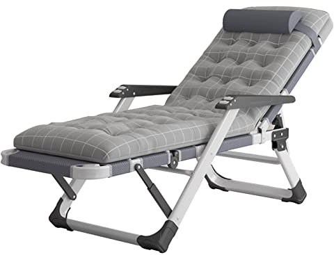 Tumbona reclinable de jardín extra ancha para ancianos, máximo 150 kg, color gris, ideal para sala de estar, balcón y sauna