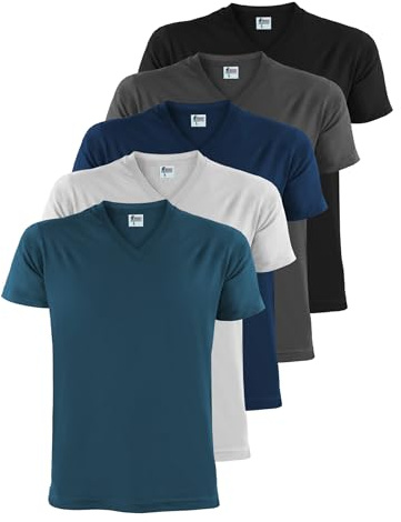 ALPIDEX T-Shirt Herr S-5XL 5 Pack V-Neck V-Ringad 100% Bomull Kortärmad | 175 g/m², Kortärmad, Regular Fit, OEKO-TEX, Andningsbar, Maskintvätt, Fritid, Sport, Vardag, Stora Storlekar, 100% Bomull