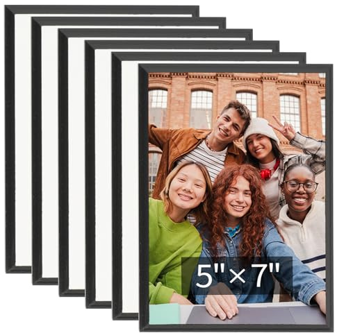 PYD Life 6 Pack Sublimation Photo Frames Blanks 5 x 7 MDF Picture Frame With Black Edge for Wall,Customizable Wall Hanging Sign for Home Decor,2 Hanging Holes for Vertical or Horizontal Display