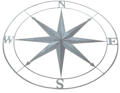 Happyyami Wind Sonnenuhr Solar-Gartenleuchten Solargarten Rad Wanddekoration khimar hijab büro dekoration gartendeko rostoptik home decor Kompass-Ornamente Wandkunst mit Kompassdesign Eisen